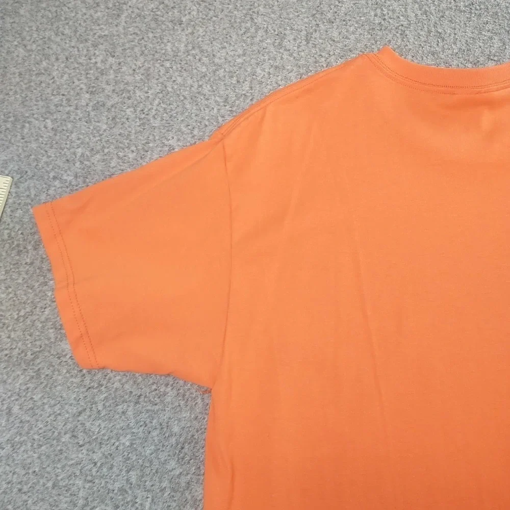 Hanes Heavyweight 50/50 Orange Short Sleeve T-Shirt Mens Large Solid Crewneck